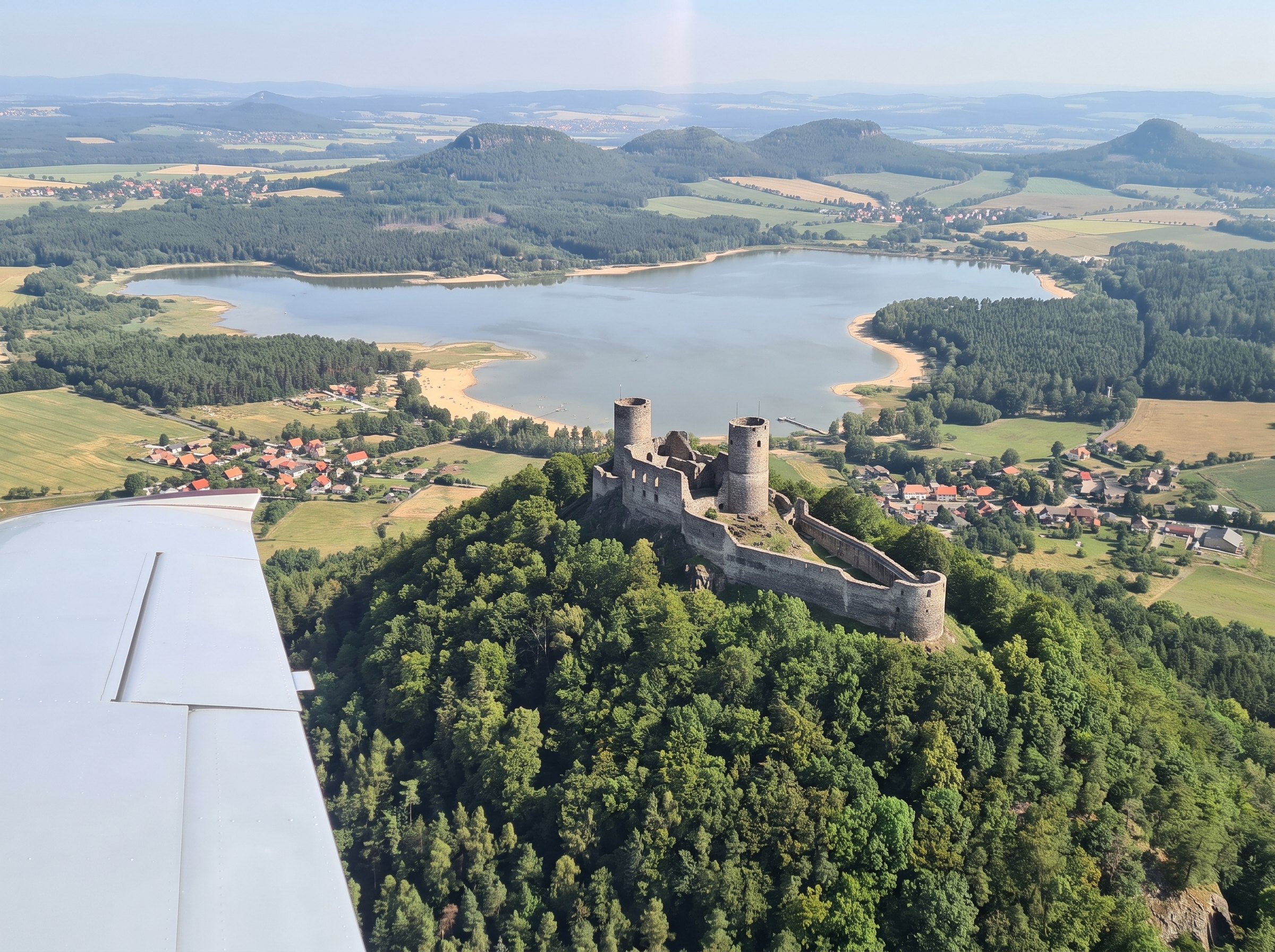 Bezděz castle and Mácha Lake from the aircraft