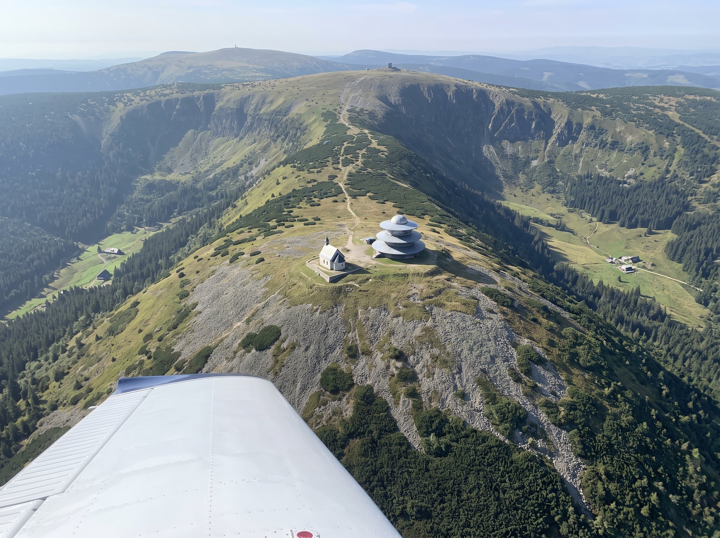 Sněžka and the Giant Mountains ridge from the aircraft