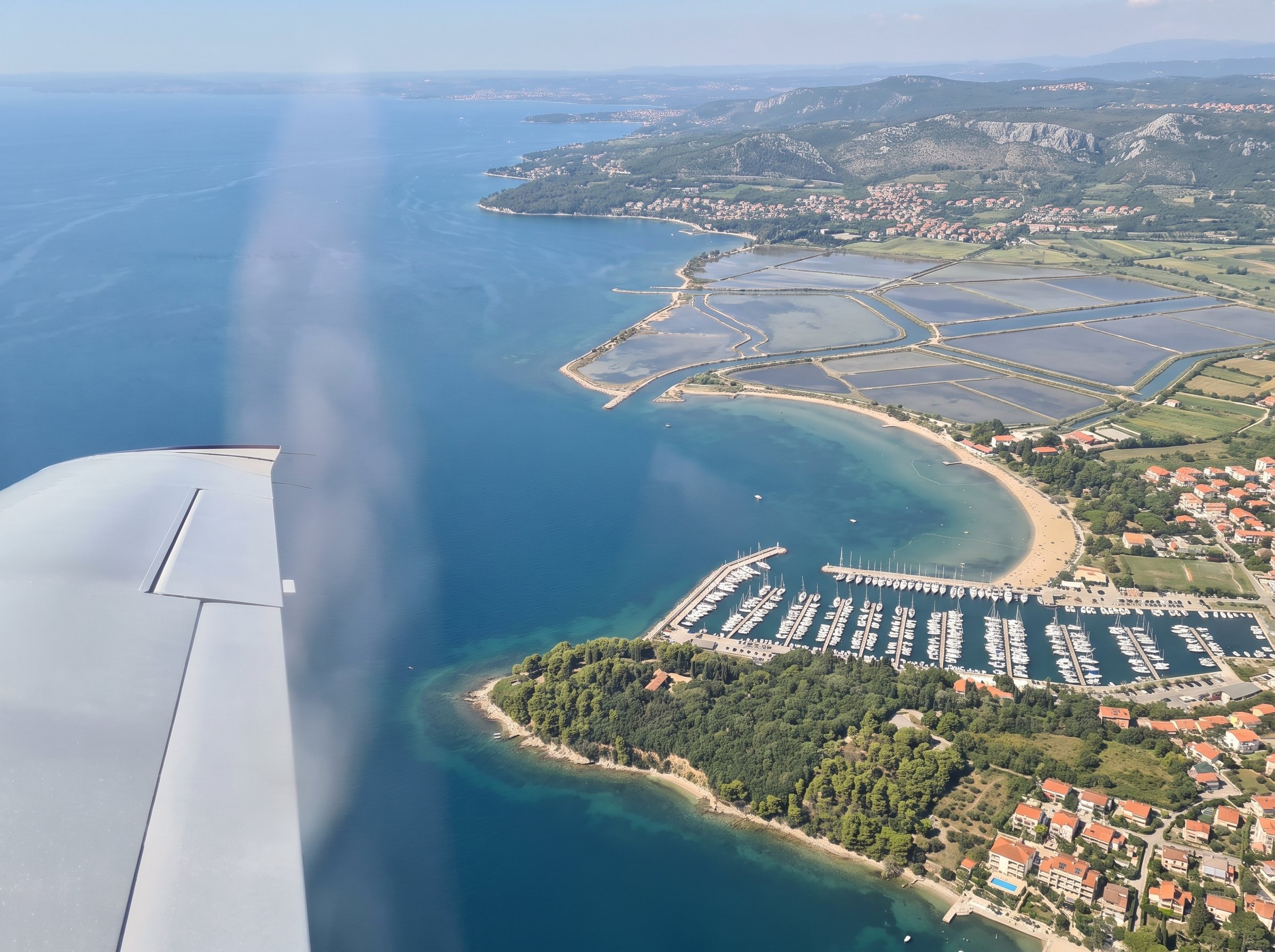 The Slovenian coast at Portorož seen from the aircraft
